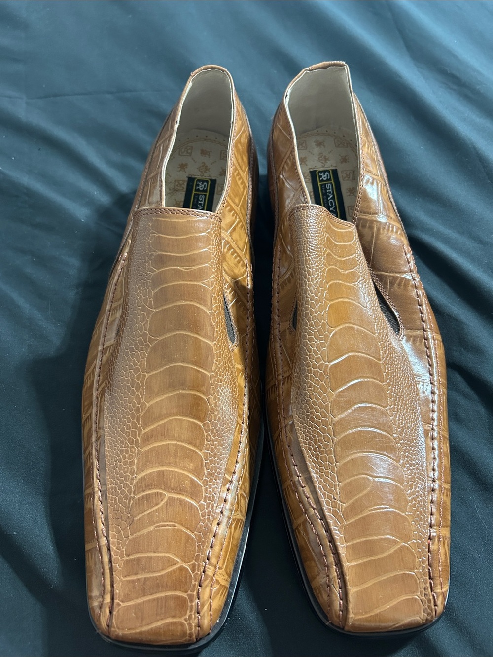 Stacy Adams Cognac Croc-Embossed Slip-On Loafers